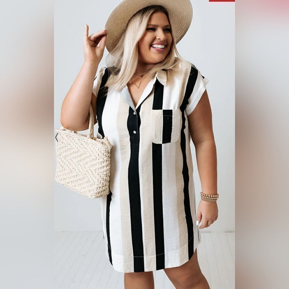 Striped‎ tunic vacation shift dress